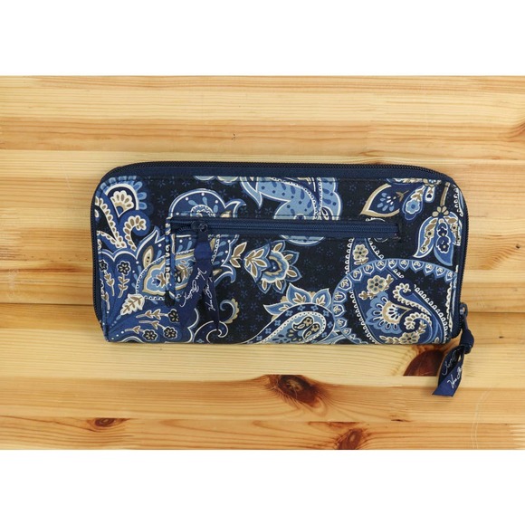 Vera Bradley Credit Card Wallet Purse Black Blue - Picture 2 of 5